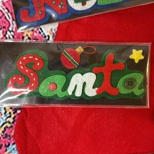 Christmas stocking and felt holiday words.